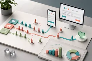 Editorial illustration of donor journey paths through mobile and desktop donation forms, showing donation form friction and fundraising ROI reporting.