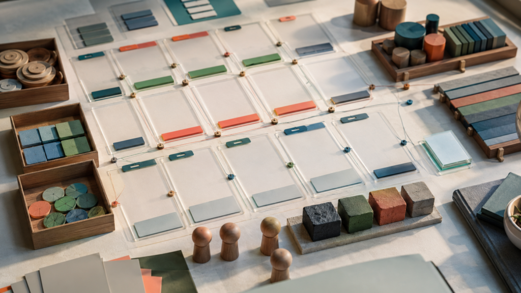 Editorial visual of transparent reporting rule cards, threshold markers, and donor journey tokens arranged as a fundraising dashboard rules registry